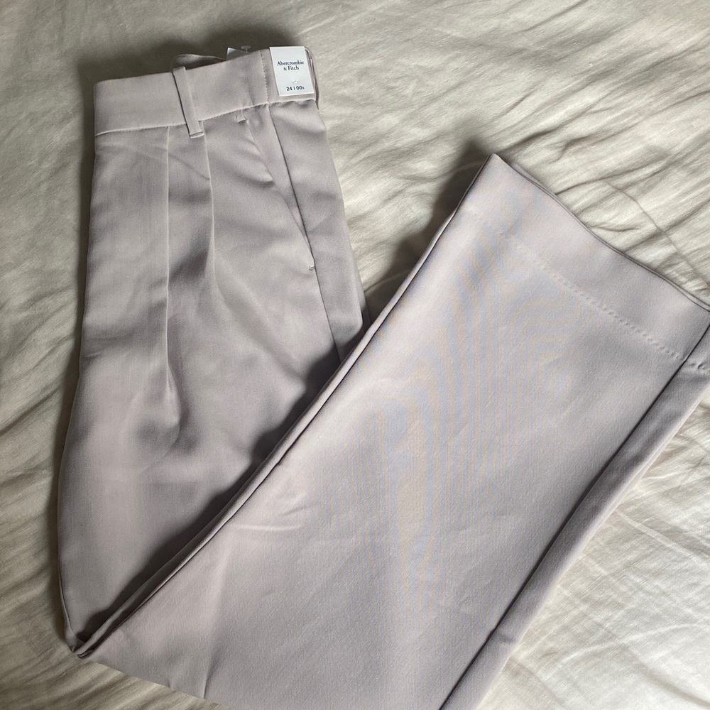 Abercrombie & Fitch Cream Sloane Tailored Wide Leg Pant
